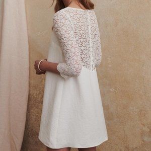 Sezane Robe Axelle White Ecru Dress